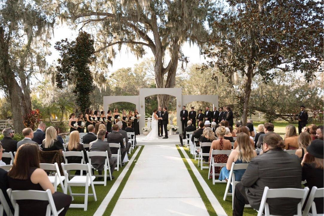 A ceremony under the oaks at Uliana Estate